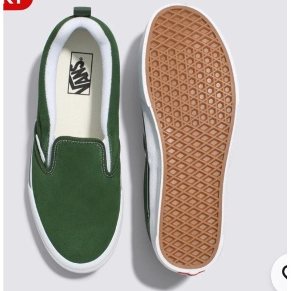 New Vans Knu Slip-on Skate Shoes Suede Sneakers Green/True White Size 5